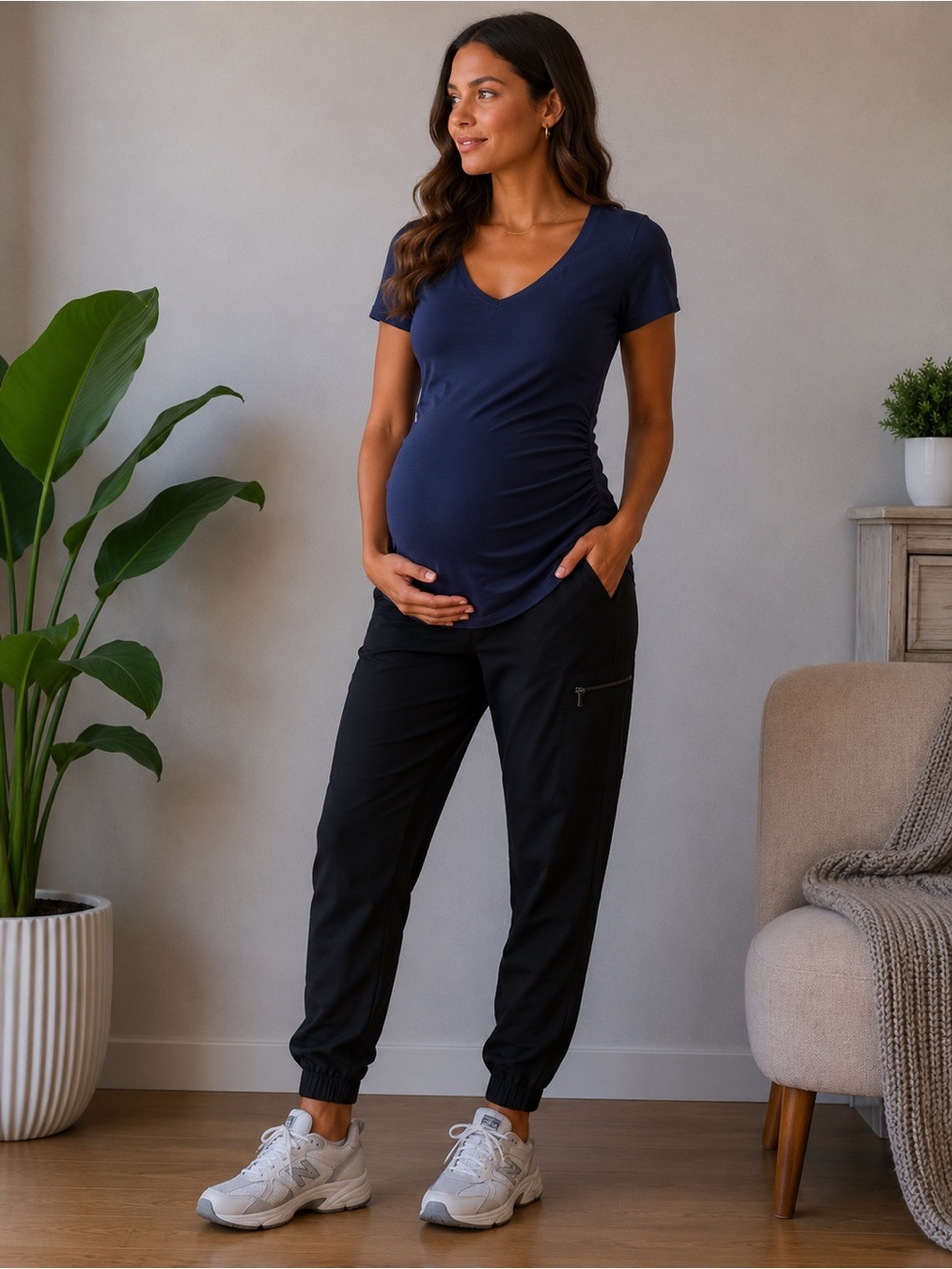 Motherhood Navy V-Neck Short Sleeve Maternity Tee